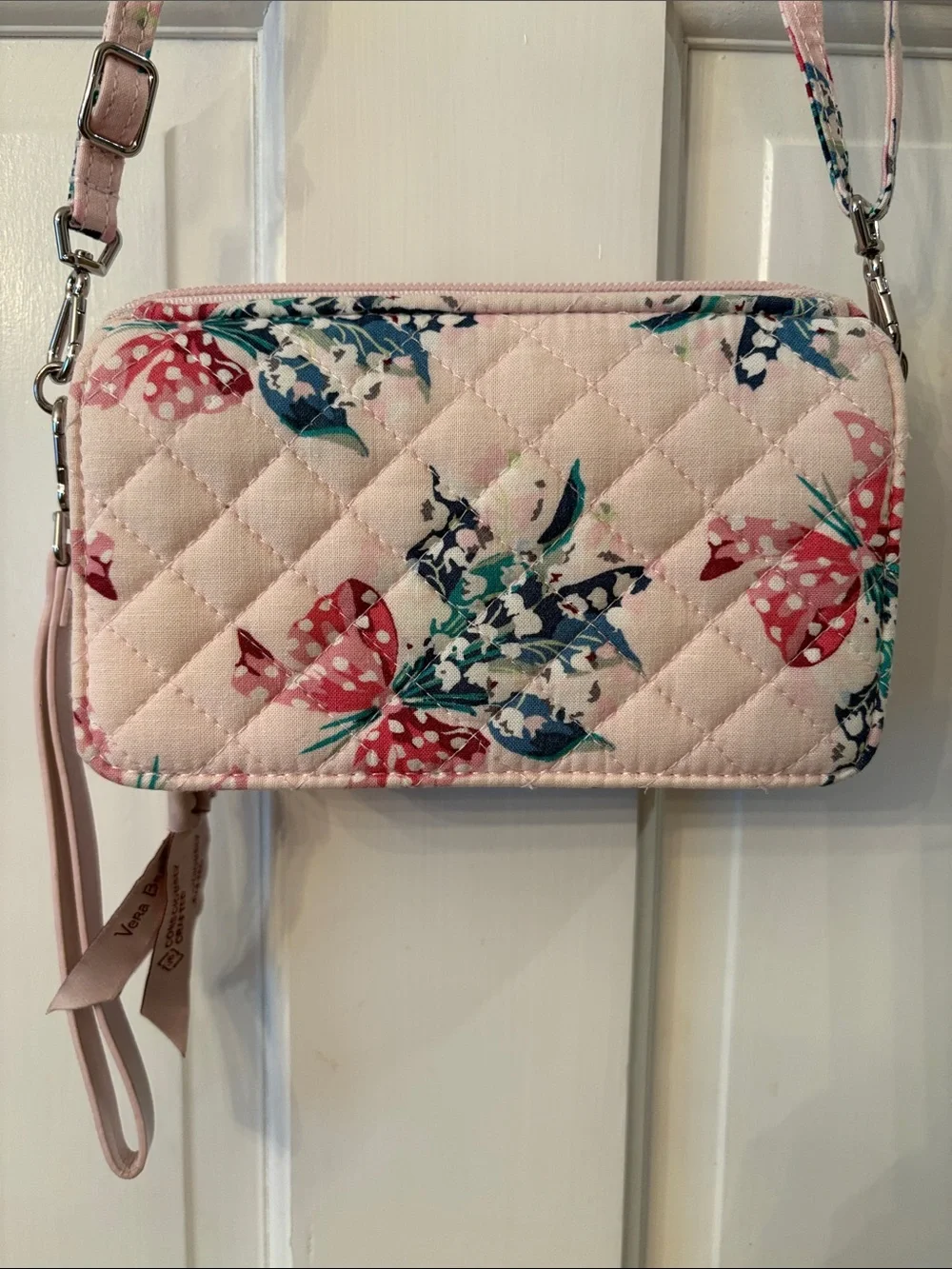 Vera Bradley All in One RFID Wallet Crossbody Wristlet Happiness Returns Pink